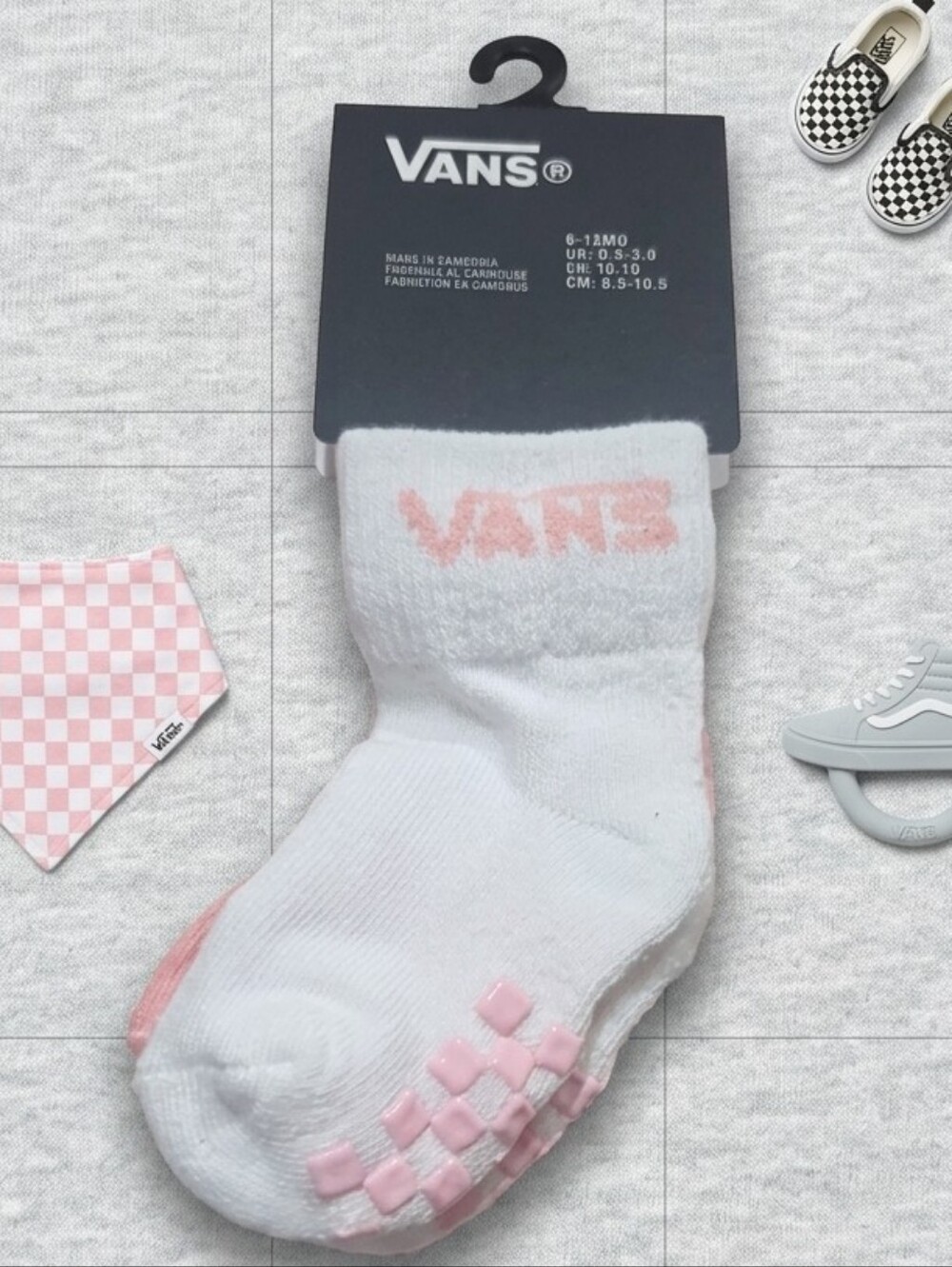 Vans White & Pink Baby Non-Slip Athletic Sock